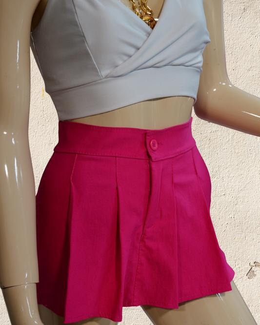 Short pollera en lycra rosa