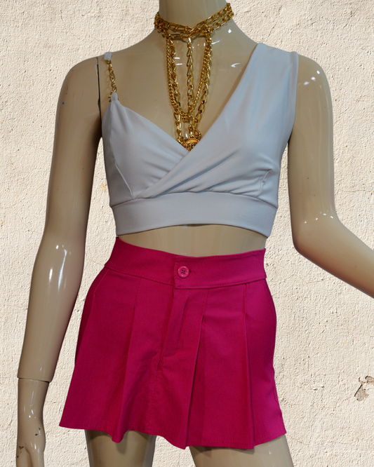 Short pollera en lycra rosa