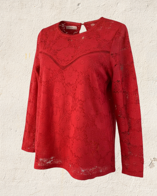 Blusa roja de encaje Majolica