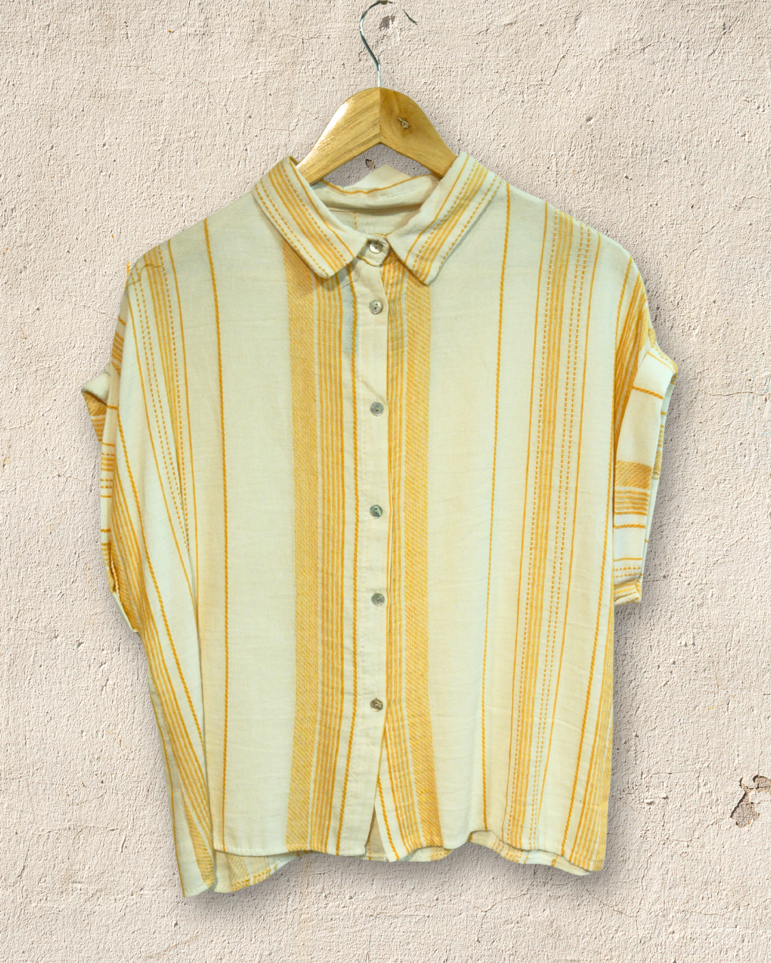 Camisa a rayas amarilla y blanca Amanda